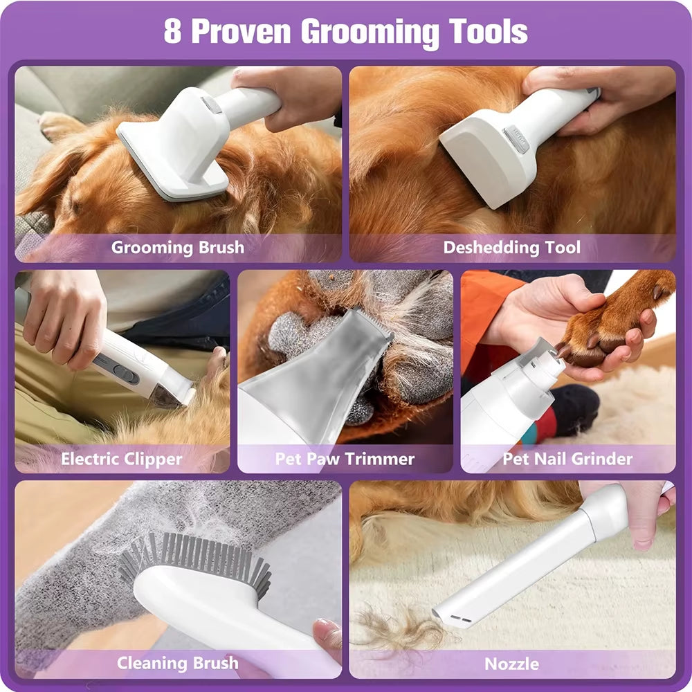 Pet Grooming Kit&Vacuum 99% Pet Hair Suction,Dog Grooming Vacuum with Nail Grinder/Paw Trimmer/Shedding Brush for Dogcat