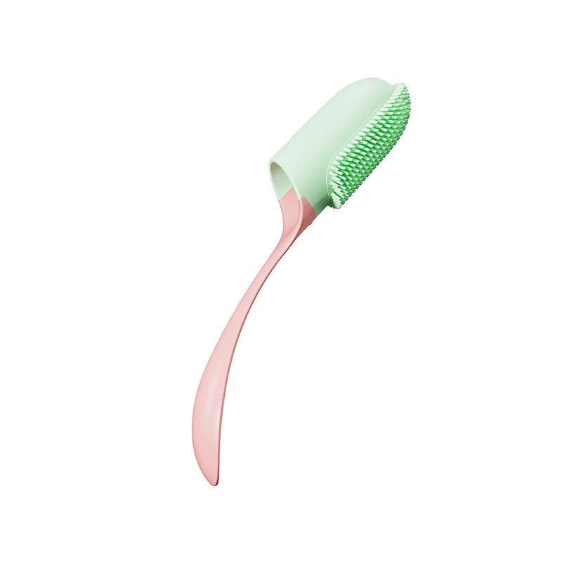 Green and pink brush on a white background