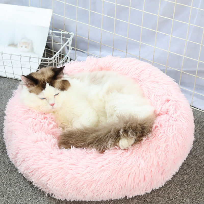 Donut-Shaped Plush Bed for Pets