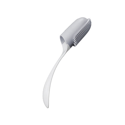 White kitchen brush with bristle head on a white background