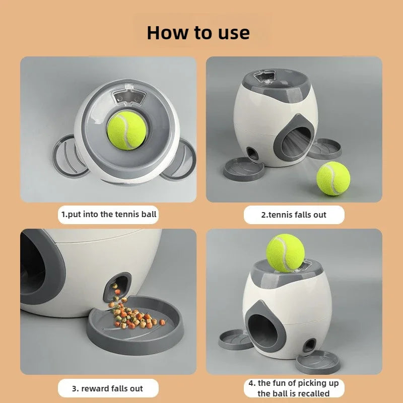 Pet Automatic Tennis Ball Launcher,Obedience Training Tool,Dog Depression Solution, Interactive Dog Toy Snack Reward Machine