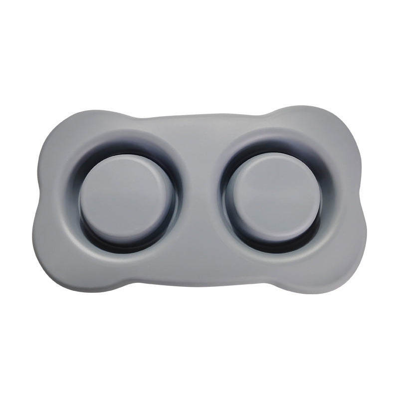 Large Double Pet Bowl with Silicone Mat