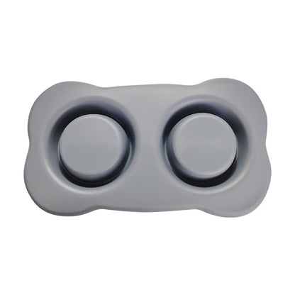 Large Double Pet Bowl with Silicone Mat