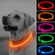 LED Dog Collar, USB Rechargeable Light up Dog Collars, TPU Cuttable Glow Dog Collar Lights for Night Walking (Orange)